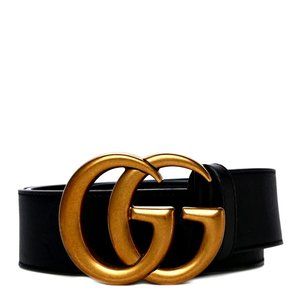 Gucci Wide leather belt with Double G buckle